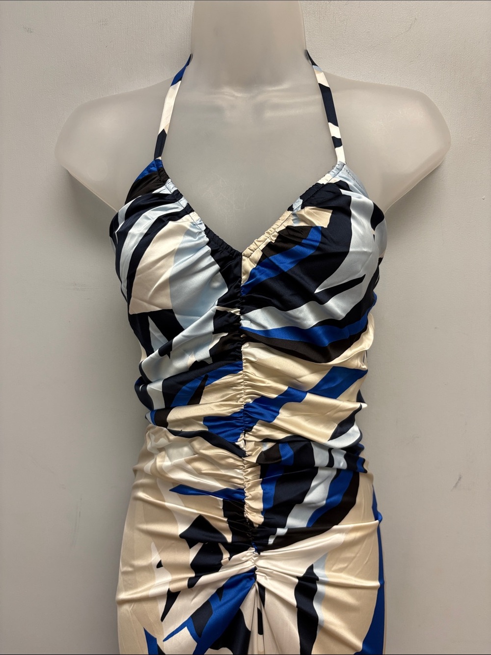 White House Black Market Ruched Tropical Print Halter Maxi Dress Size 6 NWT - Picture 5 of 12